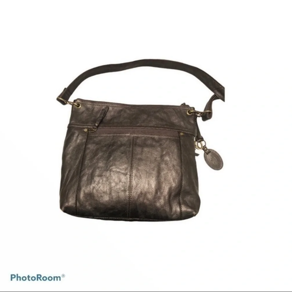 Fossil dark silver messenger bag